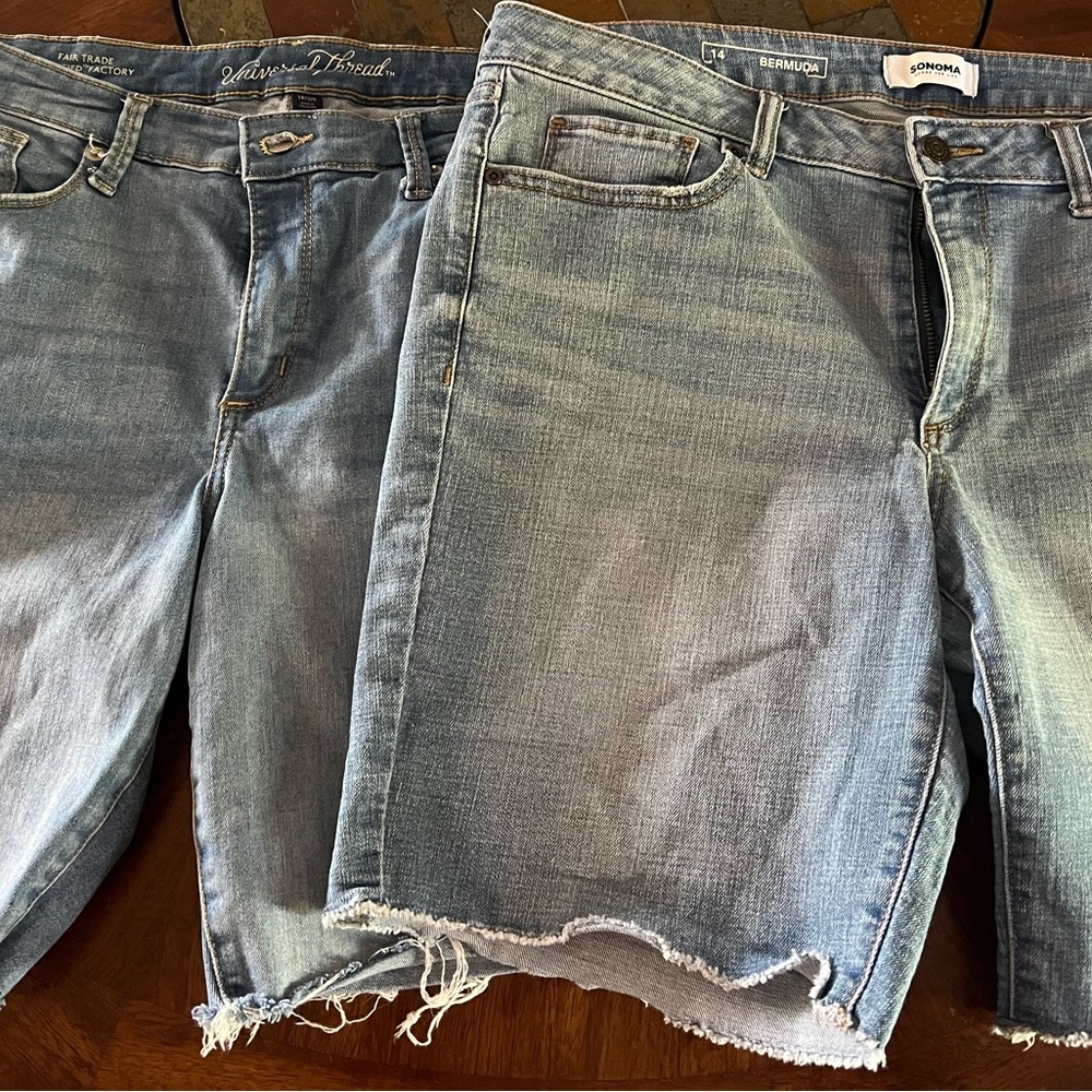 Sonoma Light Blue Denim Bermuda Shorts - Frayed Hem